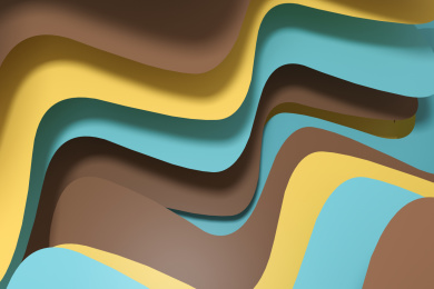 三维渲染，多彩纸张曲面线条背景