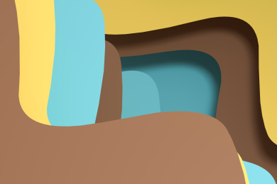 三维渲染，多彩纸张曲面线条背景