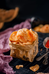 金黄焦脆的薯片 静物美食摄影