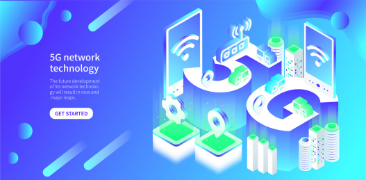 5G光速网络新时代蓝色科技轮播图设计