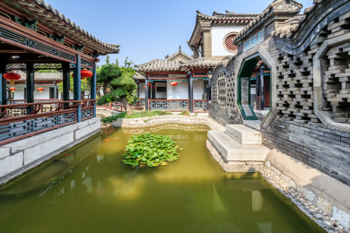 中国山东省潍坊市十笏园古典园林景观