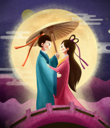 七夕情人节牛郎织女鹊桥相见
