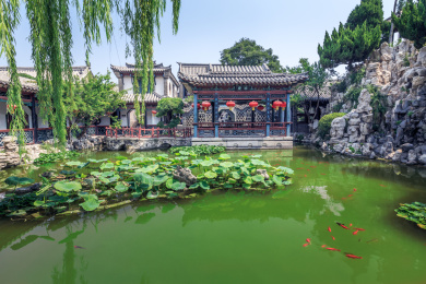中国山东省潍坊市十笏园古典园林景观