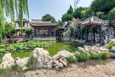 中国山东省潍坊市十笏园古典园林景观