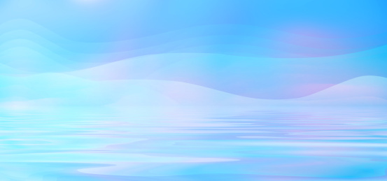 弧形渐变色的曲面图形和起伏流动的蓝色电缆光纤插画背景海报