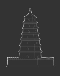 西安大雁塔地标建筑矢量插画设计素材