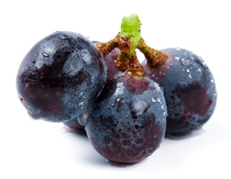 白底上的一抓夏黑葡萄