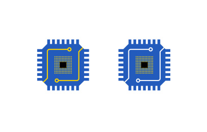 高科技计算机芯片矢量插画素材