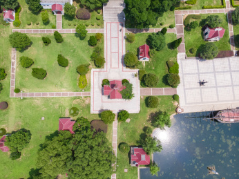 武汉东湖风景区夏日航拍风光