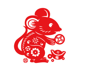 剪纸鼠送财鼠