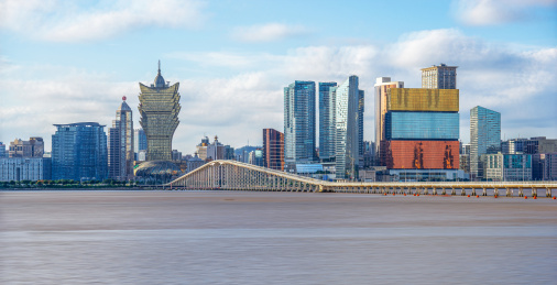 中国澳门半岛建筑群，城市风光天际线