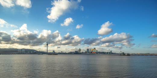 中国澳门半岛建筑群，城市风光天际线
