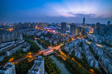 中国常州市新北区城市夜景风光