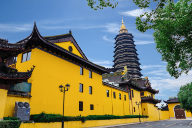 中国常州市，天宁寺建筑风光