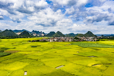 航拍中国广西玉林市兴业县乡村自然风光