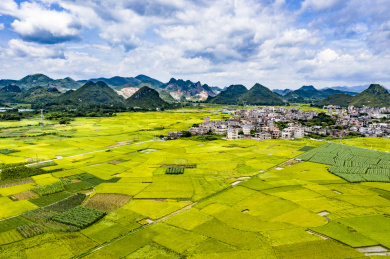 航拍中国广西玉林市兴业县乡村自然风光