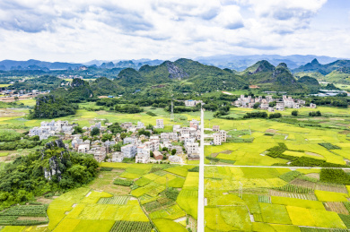 航拍中国广西玉林市兴业县乡村自然风光