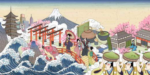 日本浮世绘插画横幅