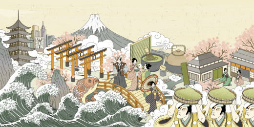 素雅浮世绘插图横幅