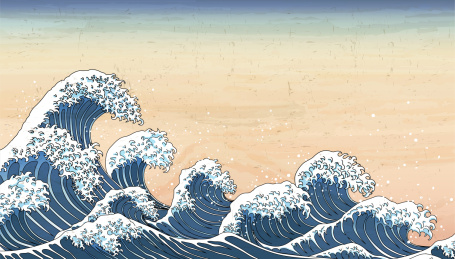 浮世绘海浪背景素材