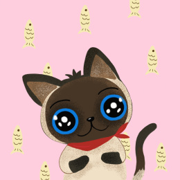 暹罗猫歪头杀插图插画艺术设计