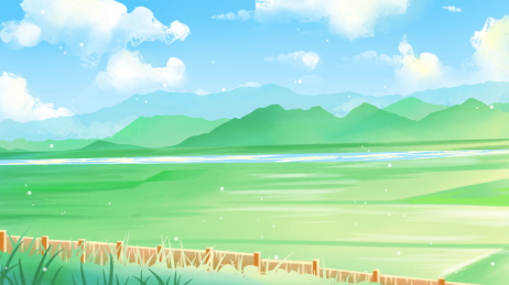 夏季野外晴朗的开阔的美丽的风景插画