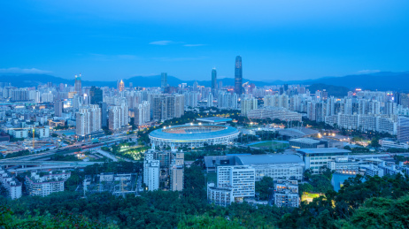 中国深圳笔架山公园鸟瞰城市夜景