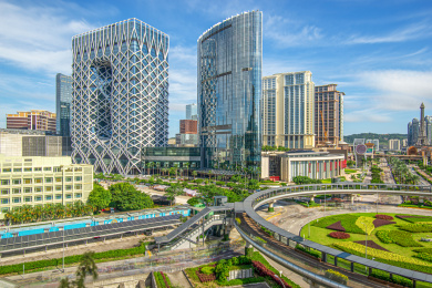 中国澳门凼仔岛建筑群，城市风光天际线