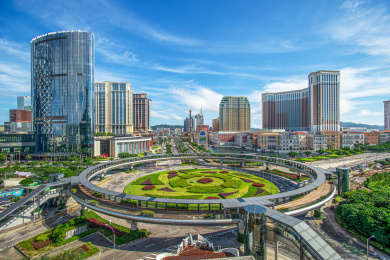 中国澳门凼仔岛建筑群，城市风光天际线