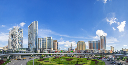 中国澳门凼仔岛建筑群，城市风光天际线