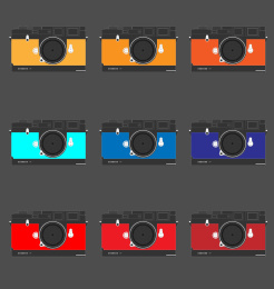 中古菲林胶片相机矢量插画设计素材