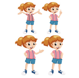 卡通小女孩 小学生 的各种手势动作 介绍