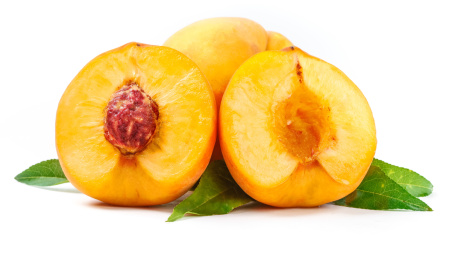 黄肉黄桃在白底上 