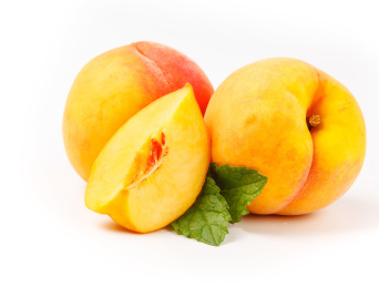 白底上的黄心黄桃