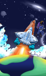 火箭升空宇航员探索星际场景