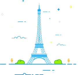 法国巴黎埃菲尔铁塔矢量插画元素