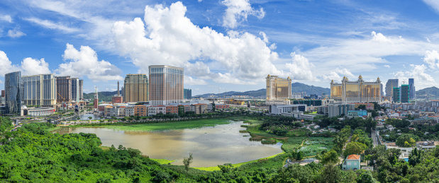 中国澳门凼仔岛建筑群，城市风光天际线