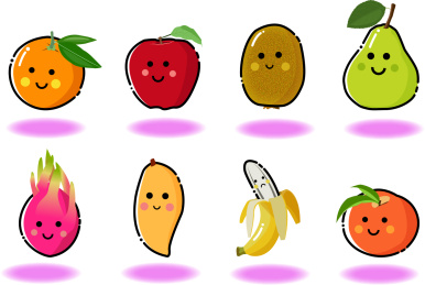 水果元素大集合的矢量扁平插画