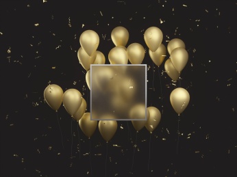 节日庆典用的金色的气球漂浮在空中