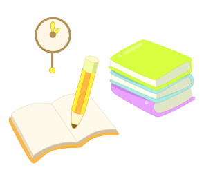 手拿铅笔在作业本写字教育插画