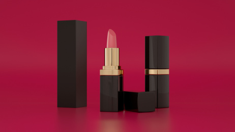 美容美妆题材的唇膏口红广告图，三维渲染