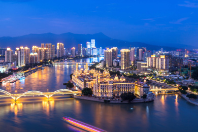 中国福建省福州市中洲岛全景