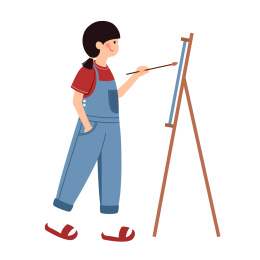 扁平风儿童学习绘画插画素材