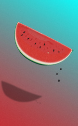 夏日冰凉红色西瓜矢量海报