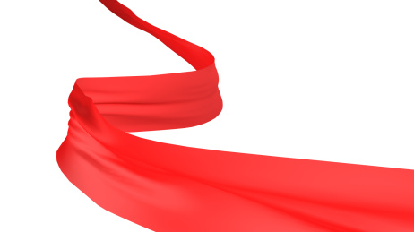 白色背景上飘动的红色绸缎