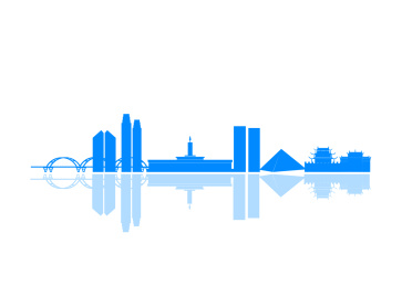 深蓝色中国长沙地标建筑矢量插画