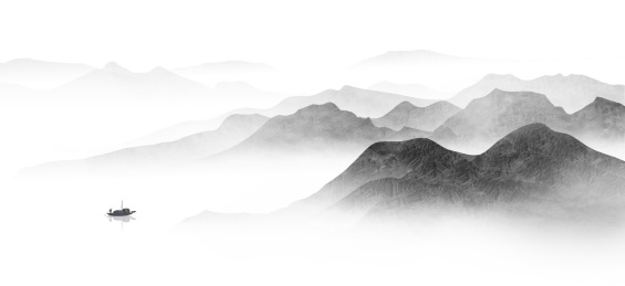  手绘中国风意境水墨山水风景画