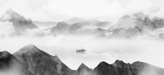  手绘中国风意境水墨山水风景画