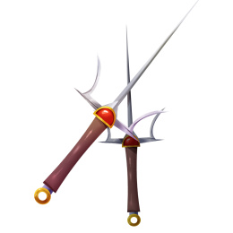 卡通手绘游戏道具兵器双刺插画