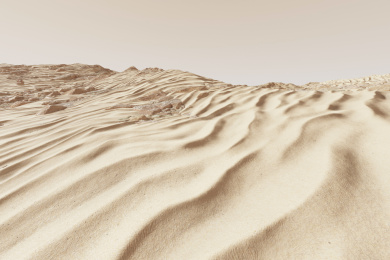 由岩石与黄沙组成的沙漠戈壁类似于火星的地貌